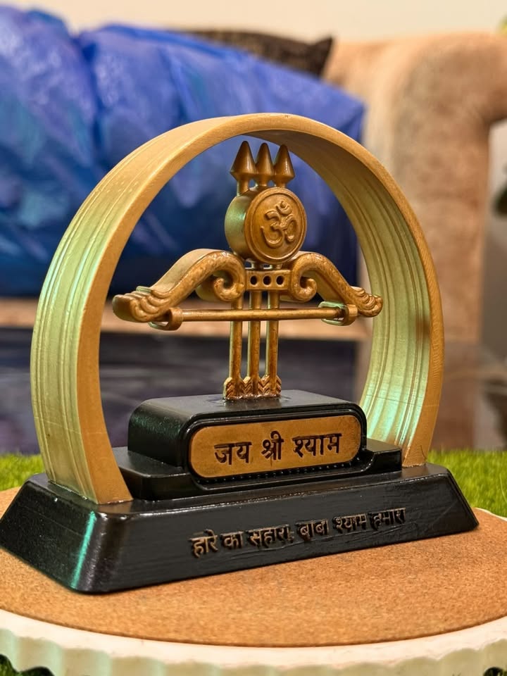 Jai Shri Shyam Car Dashboard Idol – Premium Khatu Shyam Ji Symbol with Om & Trishul | Spiritual Dashboard Accessory for Car, Home & Office