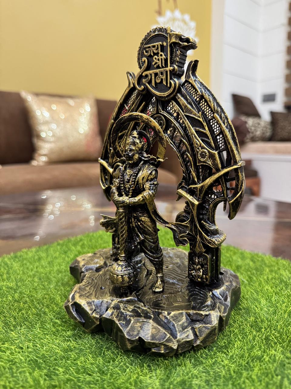 Divine Lord Hanuman Idol with “Jai Shree Ram” Arch – Premium Antique Finish Decorative Murti | Spiritual Home & Office Décor