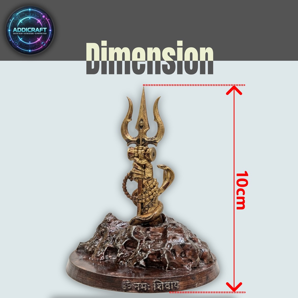 Divine Lord Shiva Trishul Dashboard Idol with Damru & Vasuki – Premium Antique Finish “Om Namah Shivaya” Car Dashboard & Home Décor