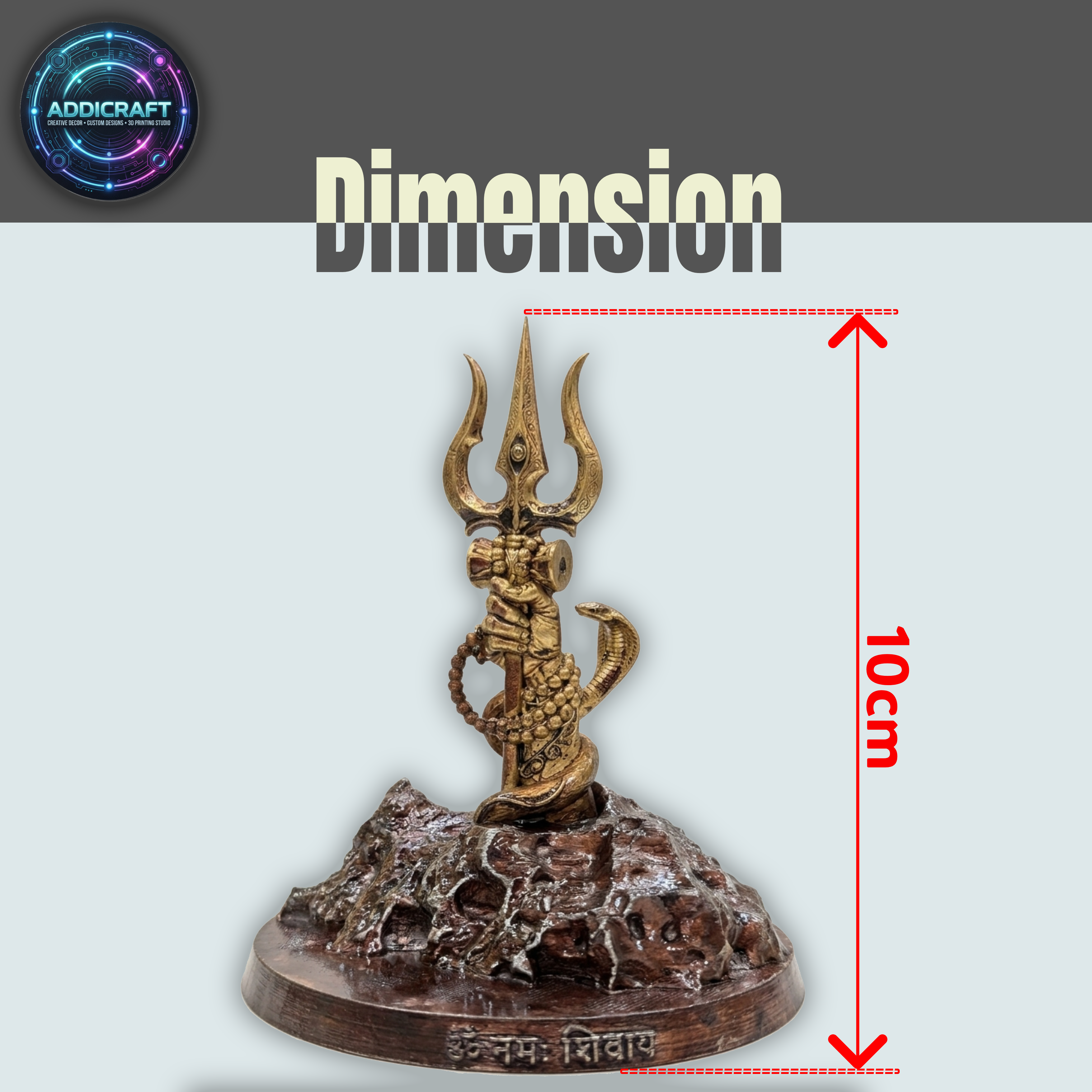 Divine Lord Shiva Trishul Dashboard Idol with Damru & Vasuki – Premium Antique Finish “Om Namah Shivaya” Car Dashboard & Home Décor