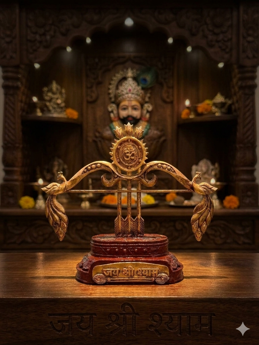 Jai Shri Shyam Divine Dashboard Idol – Premium Khatu Shyam Ji Symbol with Mor Pankh Motif | Spiritual Car Dashboard & Home Décor