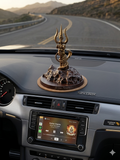 Divine Lord Shiva Trishul Dashboard Idol with Damru & Vasuki – Premium Antique Finish “Om Namah Shivaya” Car Dashboard & Home Décor