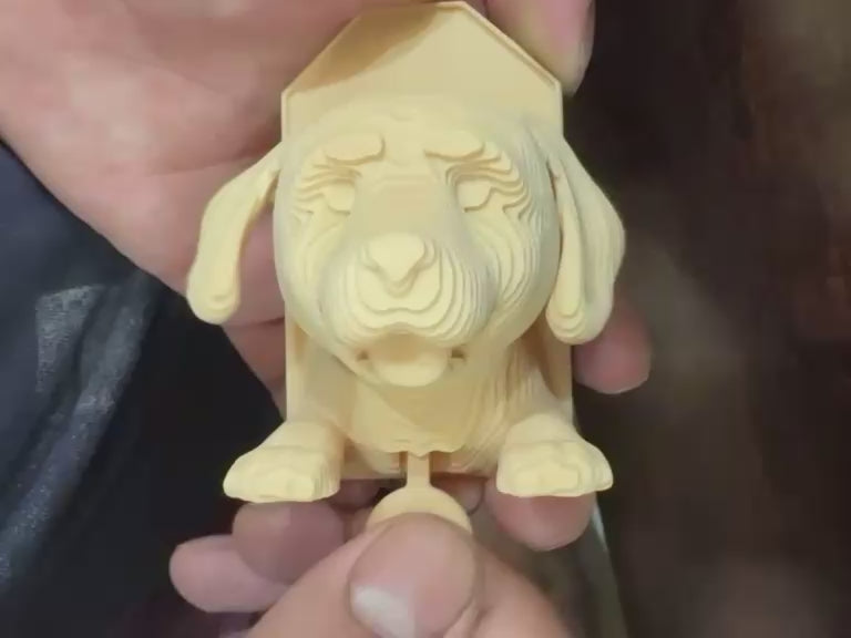 Interactive 3D Printed Dog Key Chain – Cute Moving Ears Pet Keyring & Bag Charm